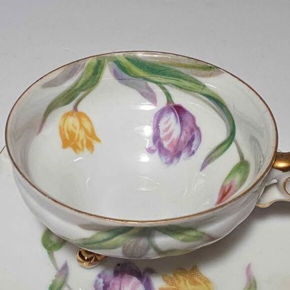 Ucagco Teacup and Saucer Tulips Vintage Japan - Picture 3 of 10